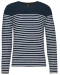 K366 - Gestreept heren-t-shirt lange mouwen Navy / White Stripes