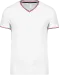 K374 - Heren-t-shirt piqué V-hals White / Navy / Red