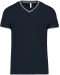 K374 - Heren-t-shirt piqué V-hals Navy / Light Grey / White
