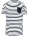 K378 - Gestreept T-shirt met zak en korte mouwen White / Navy Stripes
