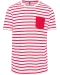 K378 - Gestreept T-shirt met zak en korte mouwen White / Red Stripe