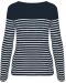 K386 - Gestreept dames-t-shirt lange mouwen Navy / White Stripes