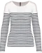 K386 - Gestreept dames-t-shirt lange mouwen White / Navy Stripes