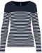 K386 - Gestreept dames-t-shirt lange mouwen Navy / White Stripes