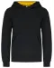 K453 - Kinder Sweater met gecontrasteerde capuchon Black / Yellow
