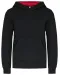 K453 - Kinder Sweater met gecontrasteerde capuchon Black / Red