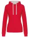 K465 - Damessweater met capuchon in contrasterende kleur Red / White