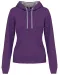 K465 - Damessweater met capuchon in contrasterende kleur Purple / Oxford Grey