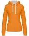 K465 - Damessweater met capuchon in contrasterende kleur Orange / White