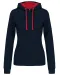 K465 - Damessweater met capuchon in contrasterende kleur Navy / Red