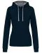 K465 - Damessweater met capuchon in contrasterende kleur Navy / Fine Grey