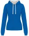 K465 - Damessweater met capuchon in contrasterende kleur Light Royal Blue / White
