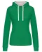 K465 - Damessweater met capuchon in contrasterende kleur Light Kelly Green / White