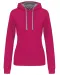 K465 - Damessweater met capuchon in contrasterende kleur Fuchsia / Fine Grey