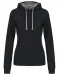 K465 - Damessweater met capuchon in contrasterende kleur Black / Fine Grey