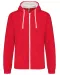 K466 - Herensweater met rits en capuchon in contrasterende kleur Red / White