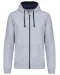 K466 - Herensweater met rits en capuchon in contrasterende kleur Oxford Grey / Navy