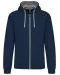 K466 - Herensweater met rits en capuchon in contrasterende kleur Navy / Fine Grey