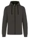 K466 - Herensweater met rits en capuchon in contrasterende kleur Dark Grey / Black