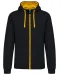 K466 - Herensweater met rits en capuchon in contrasterende kleur Black / Yellow