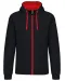 K466 - Herensweater met rits en capuchon in contrasterende kleur Black / Red