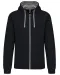 K466 - Herensweater met rits en capuchon in contrasterende kleur Black / Fine Grey