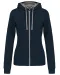 K467 - Damessweater met rits en capuchon in contrasterende kleur Navy / Fine Grey