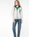 K467 - Damessweater met rits en capuchon in contrasterende kleur Black / Fine Grey