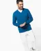 K982 - Premium pullover V-hals Mykonos Blue Heather