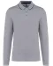 K280 - Heren polo van piquétricot met lange mouwen Oxford Grey / Navy / White