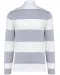 K285 - Gestreepte uniseks polo lange mouwen Oxford Grey / White Stripes