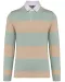 K285 - Gestreepte uniseks polo lange mouwen Sage / Light Sand Stripes