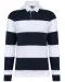 K285 - Gestreepte uniseks polo lange mouwen Navy / White Stripes