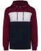 K4016 - Driekleurige unisex sweater met capuchon Wine / White / Navy