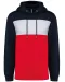 K4016 - Driekleurige unisex sweater met capuchon Navy / White / Red