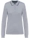 K281 - Dames polo van piquétricot met lange mouwen Oxford Grey / Navy / White