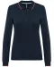 K281 - Dames polo van piquétricot met lange mouwen Navy / Red / White