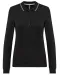 K281 - Dames polo van piquétricot met lange mouwen Black / Light Grey / White
