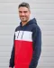 K4016 - Driekleurige unisex sweater met capuchon Black / White / Basalt Grey