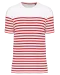K3033 - Marine-t-shirt ronde hals Bio heren White / Red Stripe