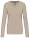 K382 - Dames t-shirt V-hals lange mouwen Light Sand