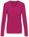 K382 - Dames t-shirt V-hals lange mouwen Fuchsia