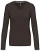 K382 - Dames t-shirt V-hals lange mouwen Chocolate
