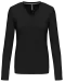 K382 - Dames t-shirt V-hals lange mouwen Black