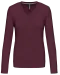 K382 - Dames t-shirt V-hals lange mouwen Wine