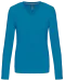 K382 - Dames t-shirt V-hals lange mouwen Tropical Blue