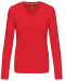K382 - Dames t-shirt V-hals lange mouwen Red