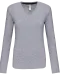 K382 - Dames t-shirt V-hals lange mouwen Oxford Grey