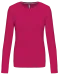 K383 - Dames T-shirt ronde hals lange mouwen Fuchsia