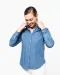 K509 - Damesblouse Denim Chambray Blue